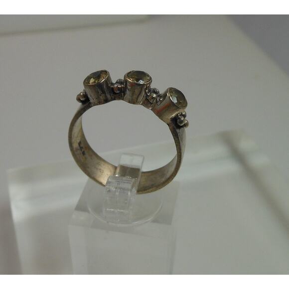 925 Sterling Silver Bali Design Ring Size 9.5 Vintage 3-Stone Balinese Style - Picture 10 of 10